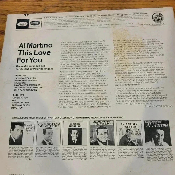 Al Marinto This  Love For You Capitol T_2654 - Picture 2 of 4